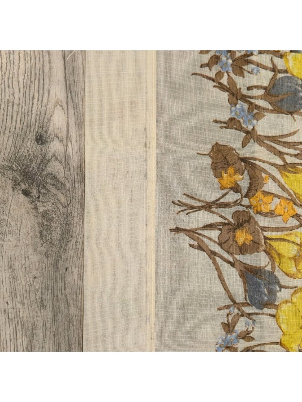 Floral Butterfly MCM Sheer Curtains 2 Panels 36"x29" Yellow Blue Brown Retro NOS - Picture 7 of 10